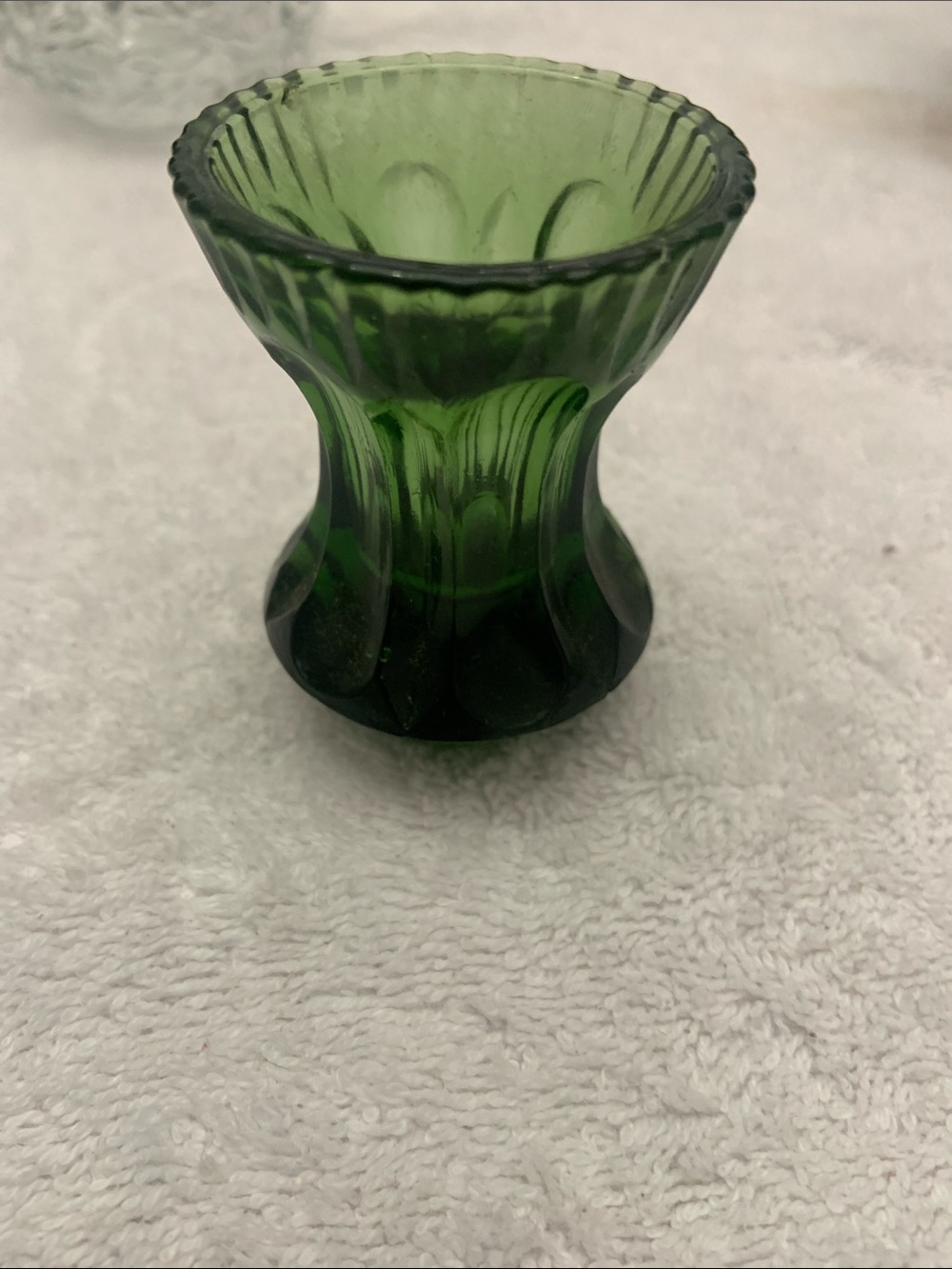 Enesco Green Pressed Glass Votive Holder